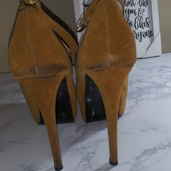 Tan Faux Suede Stilleto High Heel Platform - Picture 5 of 6